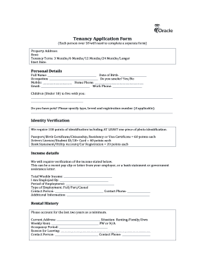 Tenancy Application Form