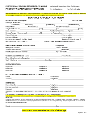 New Zealand Tenancy Application Form