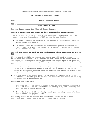 Authorization for Reimbursement of Interim Assistance
