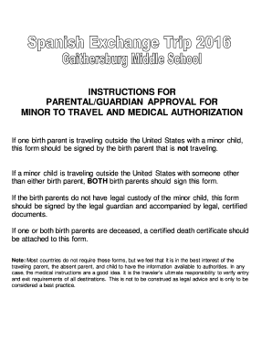 Parental Approval for Minor to Travel and Medical Authorization