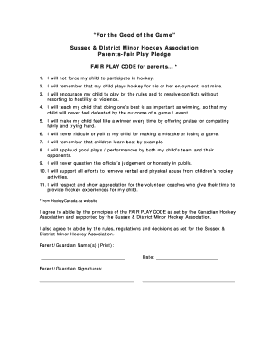 Parents Fair Play Pledge