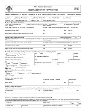 Utah Vessel Title Application