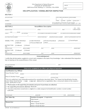 Ohio HIN Application Vessel Motor Inspection