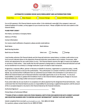 ACH Enrollment and Authorization Form