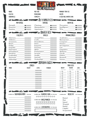 The Reckoning Character Sheet