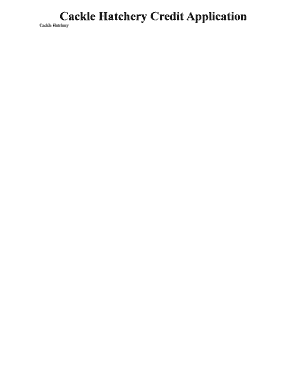 Cackle Hatchery Credit Application