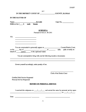 Kansas Juvenile Subpoena