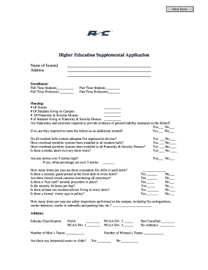Higher Education Supplemental Application
