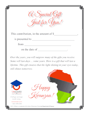 College Savings Kwanzaa Gift Certificate