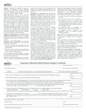 Maryland Withholding Exemption Certificate