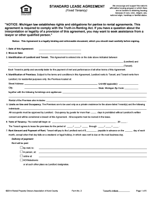 Michigan Standard Lease Agreement