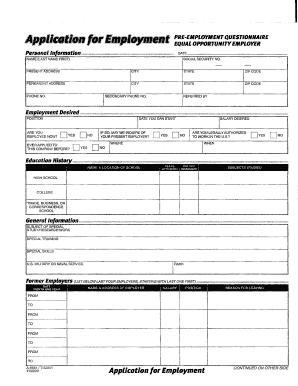 Pre-Employment Questionnaire