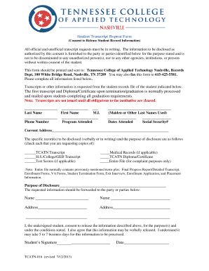 Student Transcript Request Form