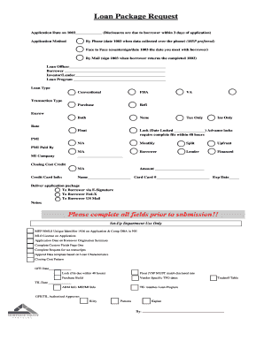 Loan Package Request Form