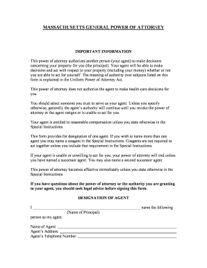 Massachusetts General Power of Attorney