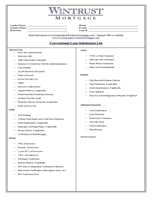 Conventional Loan Submission Checklist