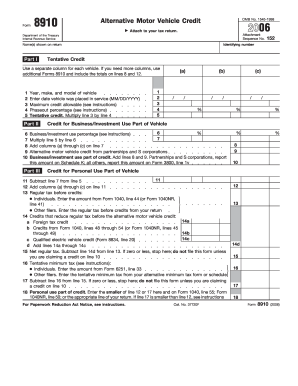 Form 8910 Alternative Motor Vehicle Credit