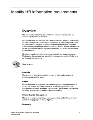 HRMIS Requirements Analysis Worksheet