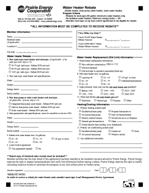 Water Heater Rebate Application