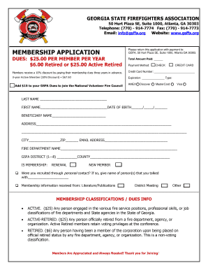 Georgia State Firefighters Association Membership Application