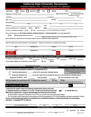 California State University Graduate Assistant Application