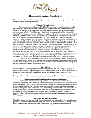 Therapeutic Consent and Client Contract