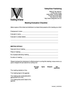 Meeting Evaluation Checklist