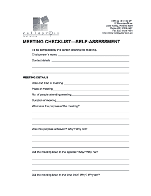Meeting Checklist Self-Assessment Form