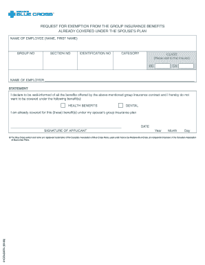 Request for Exemption from Group Insurance Benefits