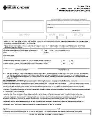Extended Health Care Benefits Claim Form