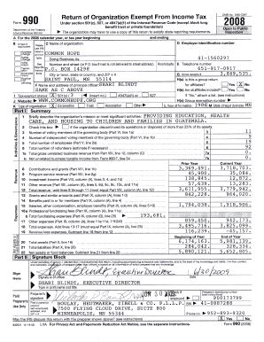 Form 990 2008 Page see instructions - Common Hope - commonhope