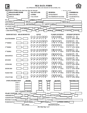 Midland Board of Realtors MLS Data Form