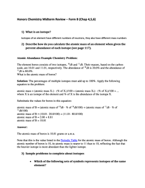 Honors Chemistry Midterm Review Form B Chap 456 - stamfordhigh