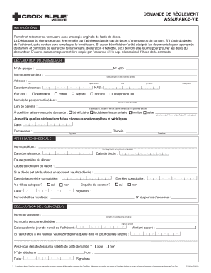 Demande de règlement assurance-vie