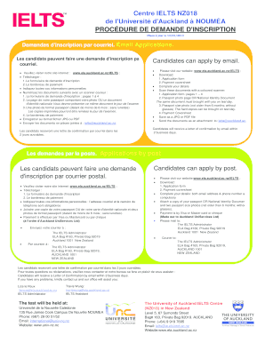Formulaire de demande d'inscription IELTS