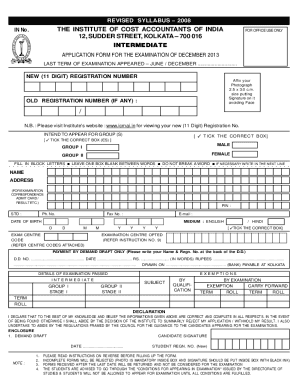 Intermediate Exam Application Form