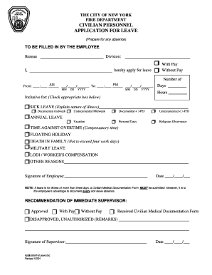 New York City Fire Department Leave Application