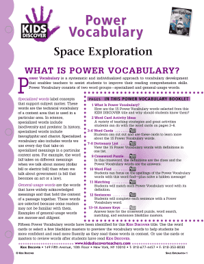 Power Vocabulary Space Exploration Teacher Guide