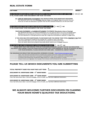 US Homeowner Tax Deduction Form