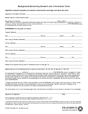 Background Screening Consent Form