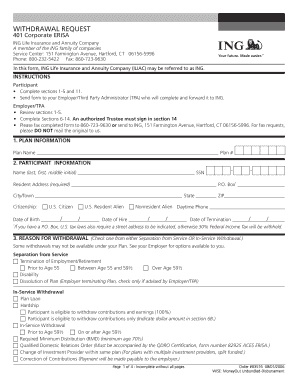 401 Corporate ERISA Withdrawal Request Form