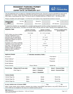 Resident Parking Permit Application Form