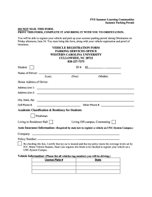Summer Parking Permit Registration Form