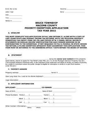 Michigan Poverty Exemption Application