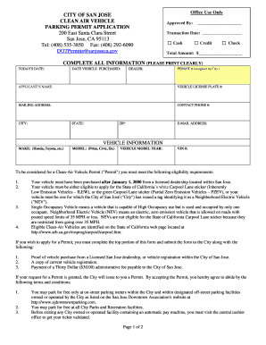Clean Air Vehicle Parking Permit Application