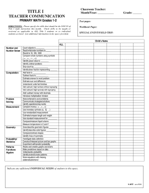 Title I Math Instruction Plan
