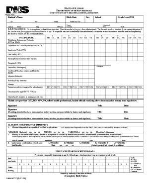 Illinois Child Health Examination Certificate