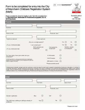 Mannheim Childcare Registration Form