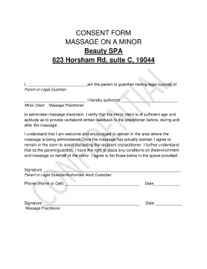 Minor Massage Consent Form