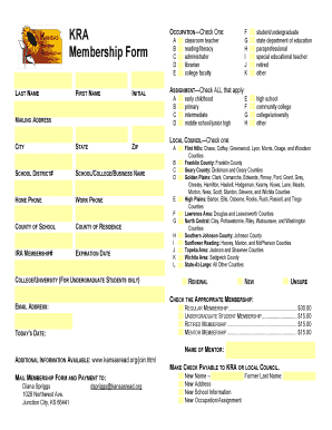 Kansas Reading Association Membership Form